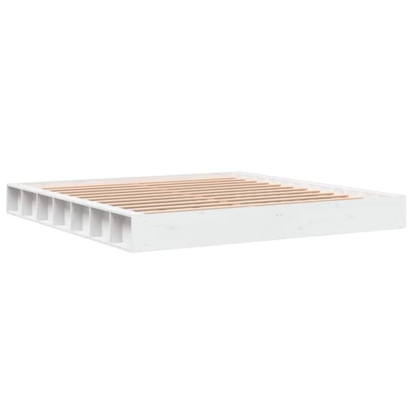 vidaXL Sengeramme med madrass hvit 200x200 cm heltre furu