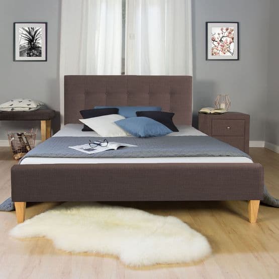 Dobbeltseng - Sengeramme - Polstret seng 180x200 Cm - Brun