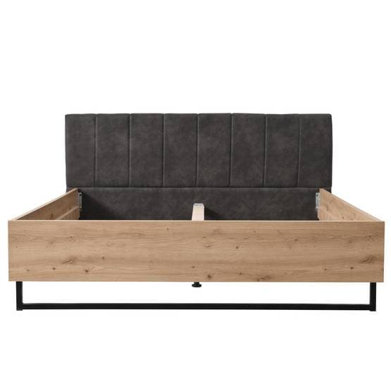 Dubbelsäng - Trästomme Med Huvudända Uppstoppad 160x200 Cm Ek