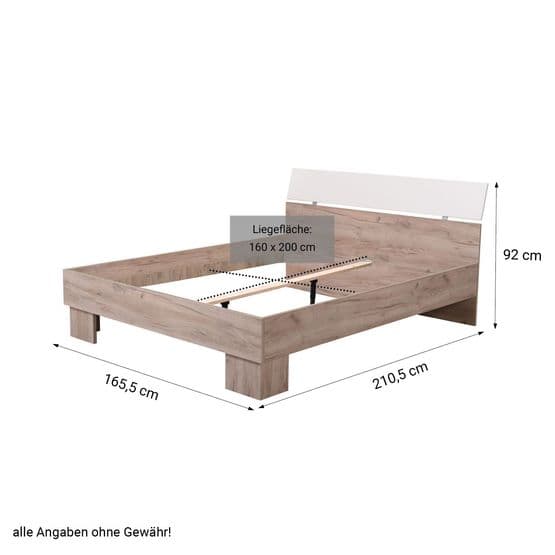 Enkelsäng - Queen Size - 160x200 Cm - Vit Och Grå Ek