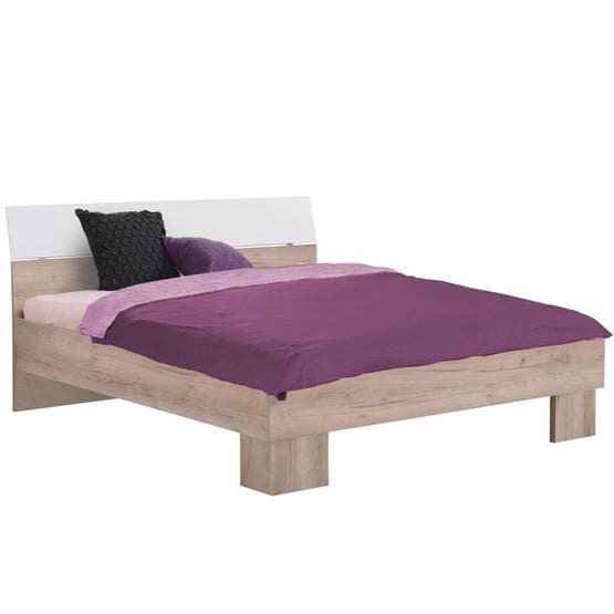 Enkelsäng - Queen Size - 160x200 Cm - Vit Och Grå Ek