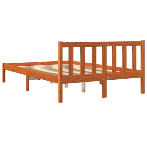 vidaXL Sänky ilman patjaa vahanruskea 120x200 cm täysi mänty