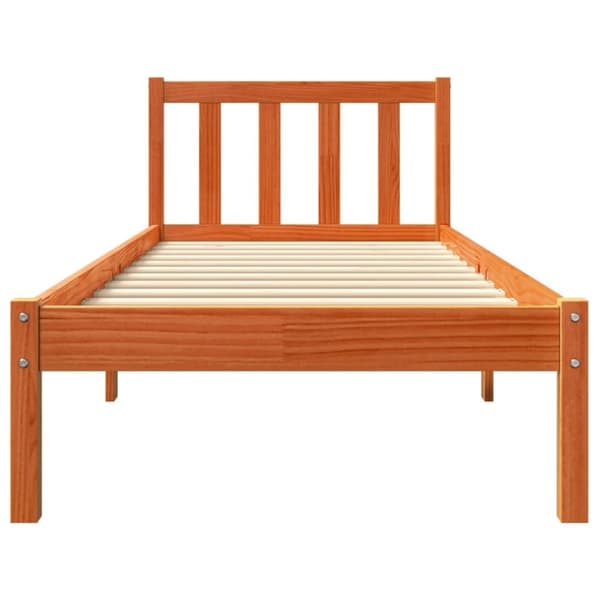 vidaXL Sengeramme uten madrass voksbrun 90x200 cm heltre furu