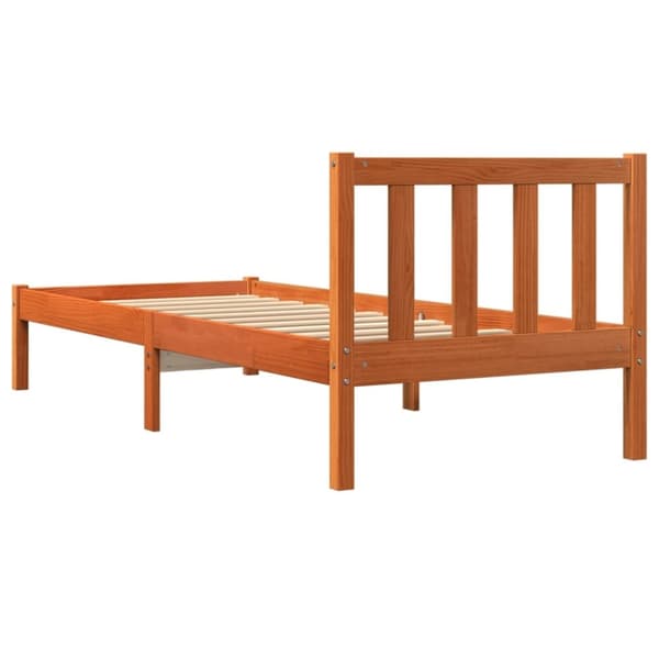 vidaXL Sengeramme uten madrass voksbrun 90x200 cm heltre furu