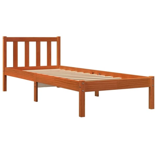 vidaXL Sengeramme uten madrass voksbrun 90x200 cm heltre furu