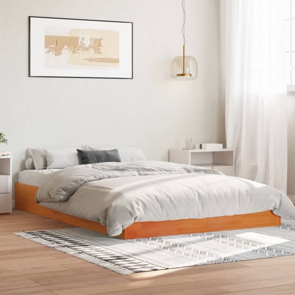vidaXL Sengeramme uten madrass voksbrun 160x200 cm heltre furu