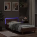 Miniatyrbillede 4 af 11: vidaXL sengeramme m. sengegavl og LED-lys 90x200 cm brun egetræsfarve