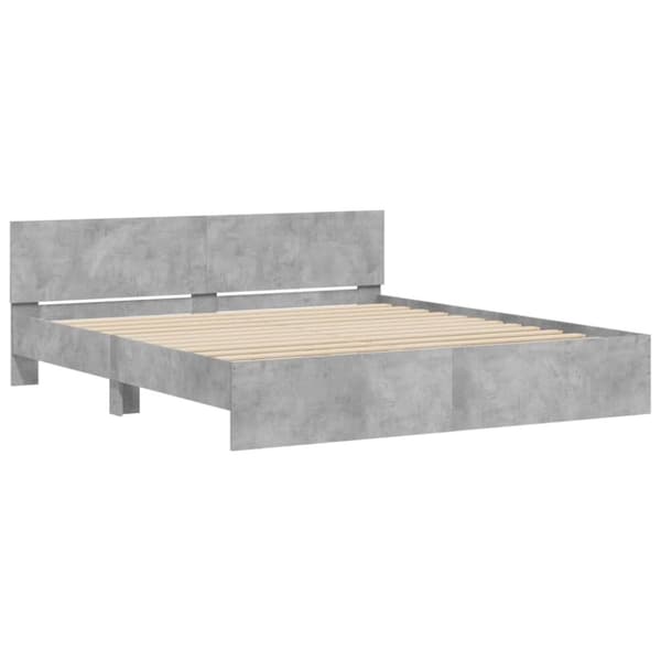 vidaXL sengeramme med sengegavl 180x200 cm betongrå
