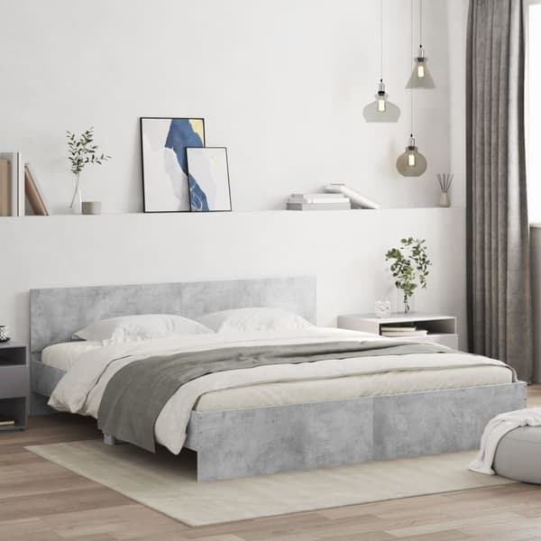 vidaXL sengeramme med sengegavl 180x200 cm betongrå