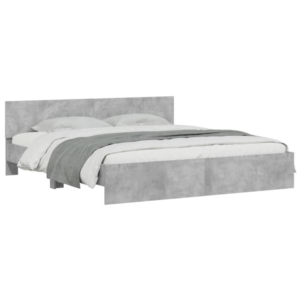 vidaXL sengeramme med sengegavl 180x200 cm betongrå