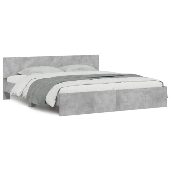 vidaXL sengeramme med sengegavl 180x200 cm betongrå