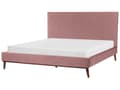 Pikkukuva 4 / 11: Parisänky vaaleanpunainen 180 x 200 cm sametti puujalat tikattu sälepohja retro glamour