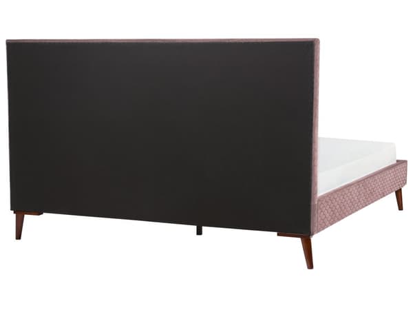 Parisänky vaaleanpunainen 180 x 200 cm sametti puujalat tikattu sälepohja retro glamour