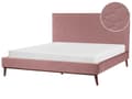 Pikkukuva 1 / 11: Parisänky vaaleanpunainen 180 x 200 cm sametti puujalat tikattu sälepohja retro glamour