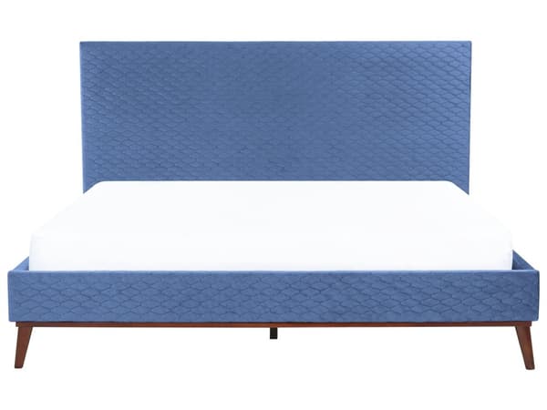 Parisänky sininen 180 x 200 cm sametti puujalat tikattu sälepohja retro glamour