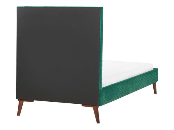 Säng 90 x 200 cm Grön Sammet Klädd Ram Quiltad