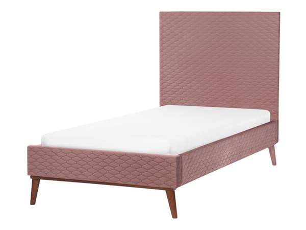 Seng Rosa Fløyel 90 x 200 cm Sengegavl Komfortabel Elegant Moderne Skandinavisk Soverom