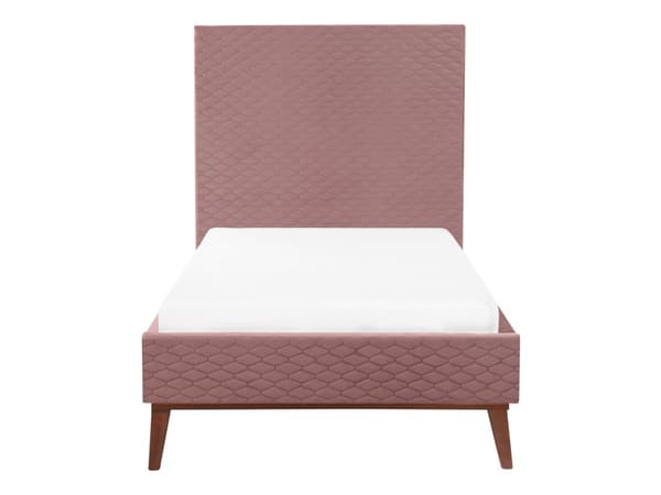 Seng Rosa Fløyel 90 x 200 cm Sengegavl Komfortabel Elegant Moderne Skandinavisk Soverom