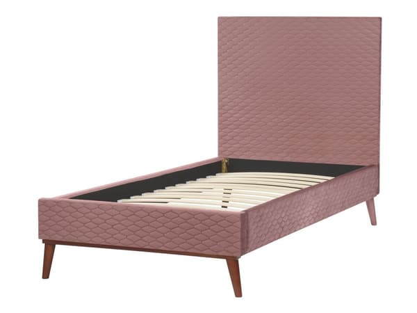 Seng Rosa Fløyel 90 x 200 cm Sengegavl Komfortabel Elegant Moderne Skandinavisk Soverom