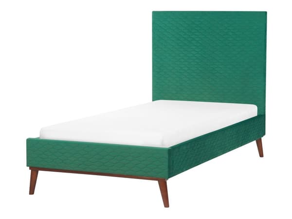 Seng Grønn Fløyel 90 x 200 cm Sengegavl Komfortabel Elegant Moderne Skandinavisk Soverom