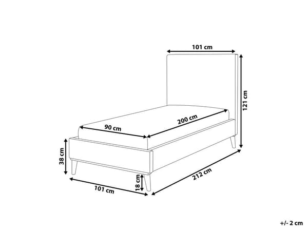 Seng Off-white Fløyel 90 x 200 cm Sengegavl Komfortabel Elegant Moderne Skandinavisk Soverom