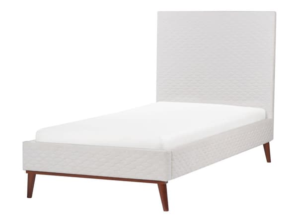 Seng Off-white Fløyel 90 x 200 cm Sengegavl Komfortabel Elegant Moderne Skandinavisk Soverom