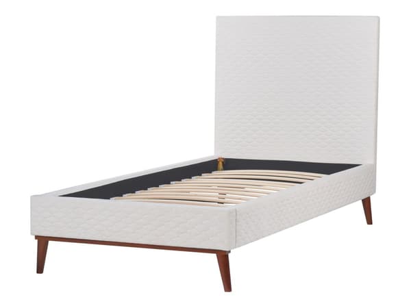 Seng Off-white Fløyel 90 x 200 cm Sengegavl Komfortabel Elegant Moderne Skandinavisk Soverom