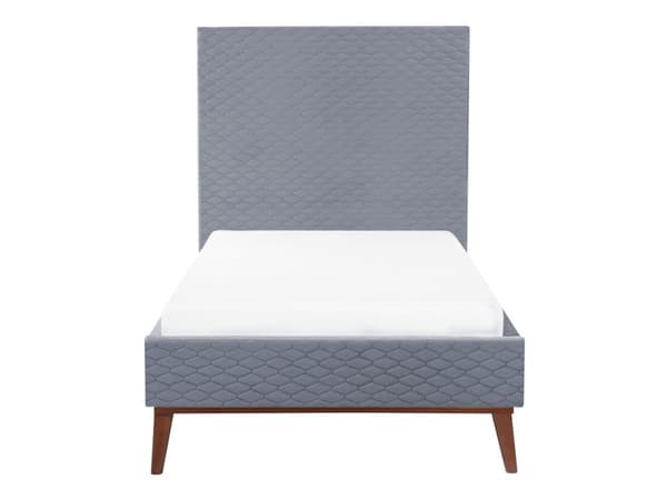 Seng Grå Fløyel 90 x 200 cm Sengegavl Komfortabel Elegant Moderne Skandinavisk Soverom
