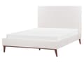 Miniatyrbillede 4 af 11: Seng Hvid Velour 140 x 200 cm Moderne Trekvart Seng Høj Sengegavl Halvandenmandsseng Minimalistisk Design