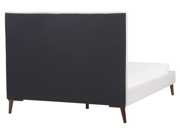 Seng Hvid Velour 140 x 200 cm Moderne Trekvart Seng Høj Sengegavl Halvandenmandsseng Minimalistisk Design