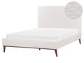 Miniatyrbillede 1 af 11: Seng Hvid Velour 140 x 200 cm Moderne Trekvart Seng Høj Sengegavl Halvandenmandsseng Minimalistisk Design