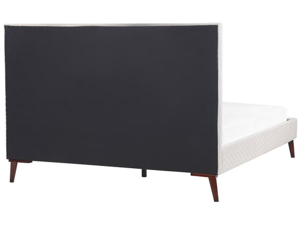 Seng Hvid Velour 160 x 200 cm Moderne Dobbeltseng Høj Sengegavl To Mands Seng Minimalistisk Design