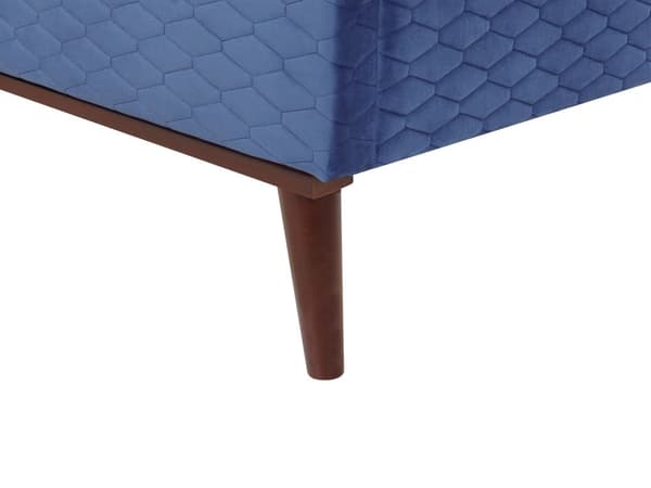 Seng Blå Velour 180 x 200 cm Moderne Dobbeltseng Høj Sengegavl To Mands Seng Minimalistisk Design