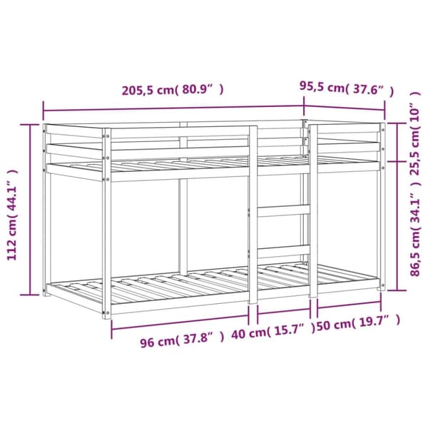 vidaXL Kerrossänky vahanruskea 90x200 cm täysi mänty