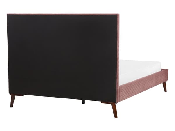 Dobbeltseng pink 140 x 200 cm fløjlspolstring quiltet gummitræsben lamelbund double glamour stil