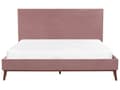 Miniatyrbillede 5 af 11: Dobbeltseng pink 180 x 200 cm fløjlspolstring quiltet gummitræsben lamelbund double glamour stil