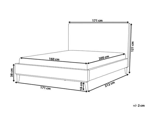 Säng 160 x 200 cm Off-White Sammet Klädd Ram Quiltad