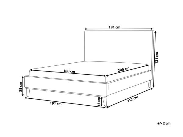 Säng 180 x 200 cm Off-White Sammet Klädd Ram Quiltad