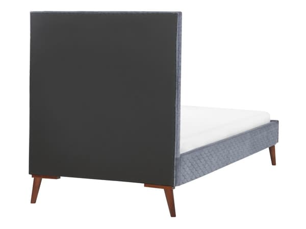 Säng 90 x 200 cm Grå Sammet Klädd Ram Quiltad