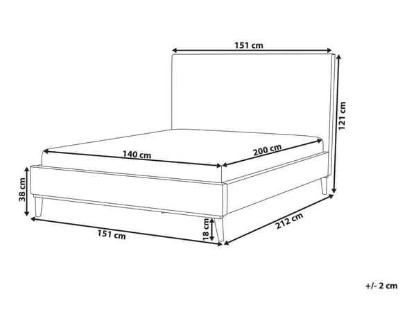 Säng 140 x 200 cm Off-White Sammet Klädd Ram Quiltad
