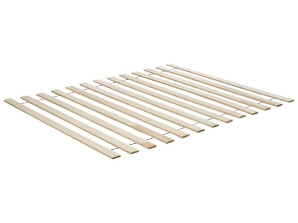Sänky vaalea kumipuu 140 x 200 cm LED-valot rottinki sängynpääty rustiikkinen minimalistinen tyyli