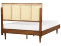 Miniatyrbilde 5 av 11: Seng lyst gummitre 140 x 200 cm Dekorativ sengegavl Flettverk Lamellbunn Rustikk stil Dobbeltseng Sengeramme Soverom
