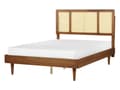 Miniatyrbilde 1 av 11: Seng lyst gummitre 140 x 200 cm Dekorativ sengegavl Flettverk Lamellbunn Rustikk stil Dobbeltseng Sengeramme Soverom