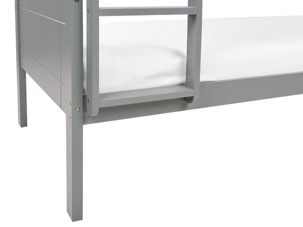 Køjeseng Grå Gummitræ Enkeltseng Størrelse 90 x 200 cm Høj Køjeseng Soveværelse Børn Stige Lameller