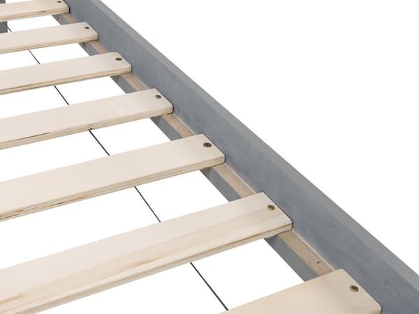 Køjeseng Grå Gummitræ Enkeltseng Størrelse 90 x 200 cm Høj Køjeseng Soveværelse Børn Stige Lameller