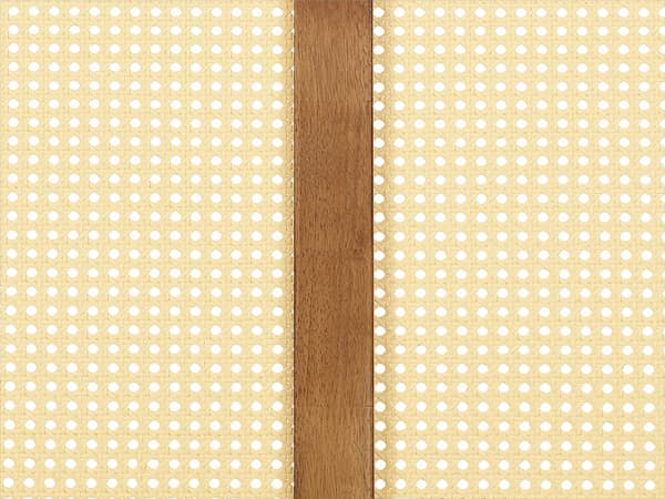 Seng Lyst gummitræ 160 x 200 cm Dekorativt hovedgærde Fletværk Lamelbund Rustik stil Dobbeltseng Sengestel Soveværelse
