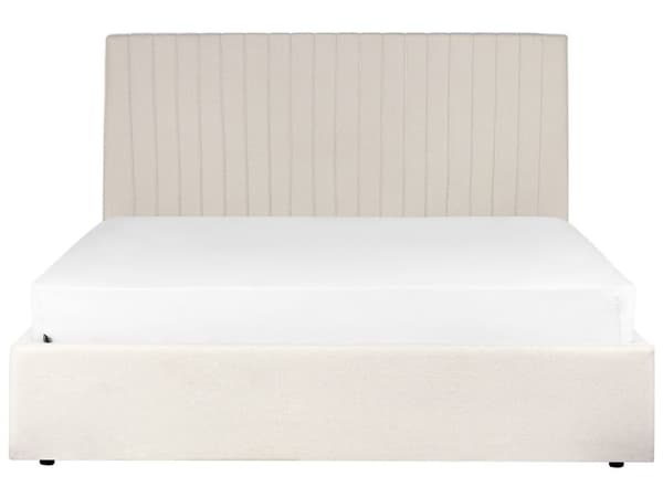 Seng med oppbevaring Beige Stoff Polyester 160 x 200 cm Sengegavl Oppbevaringsfunksjon Moderne design Soverom Dobbeltseng