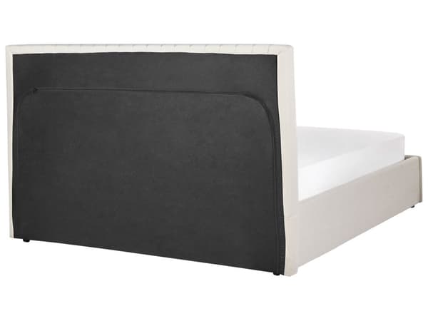 Seng med oppbevaring Beige Stoff Polyester 160 x 200 cm Sengegavl Oppbevaringsfunksjon Moderne design Soverom Dobbeltseng