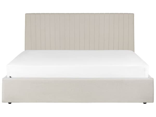 Seng Beige Polyester 180 x 200 cm Moderne To Mands Seng med Opbevaring Blød Sengegavl Dobbeltseng Sengeramme Retro Design