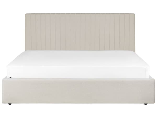 Seng Beige Polyester 180 x 200 cm Moderne To Mands Seng med Opbevaring Blød Sengegavl Dobbeltseng Sengeramme Retro Design